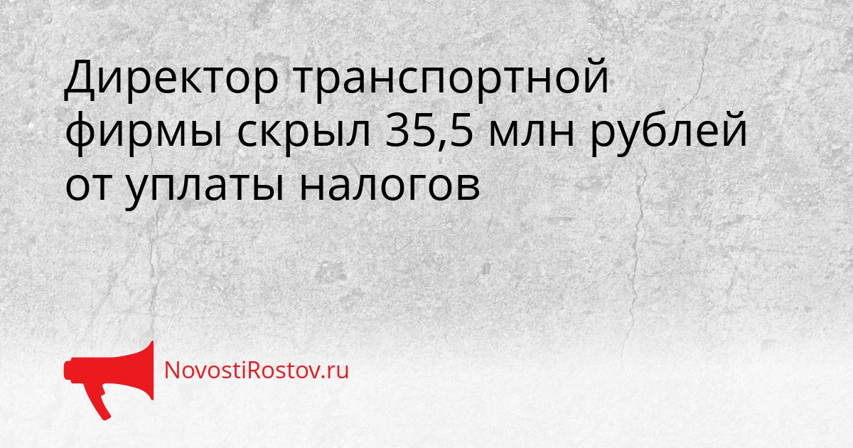Директор транспортной фирмы скрыл 35,5 млн рублей от уплаты налогов Сгенерировано