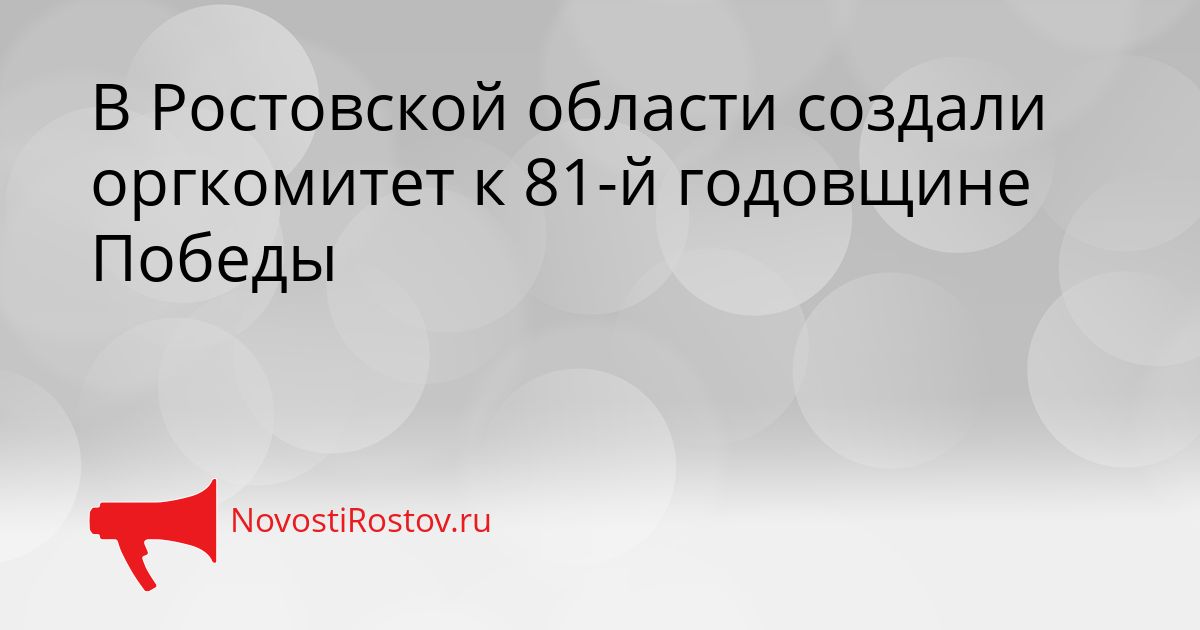 В Ростовской области создали оргкомитет к 81-й годовщине Победы Сгенерировано