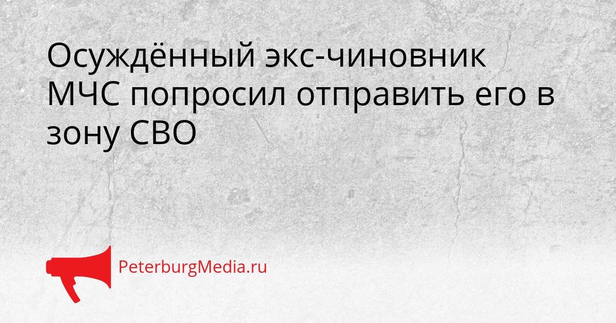 Осуждённый экс-чиновник МЧС попросил отправить его в зону СВО