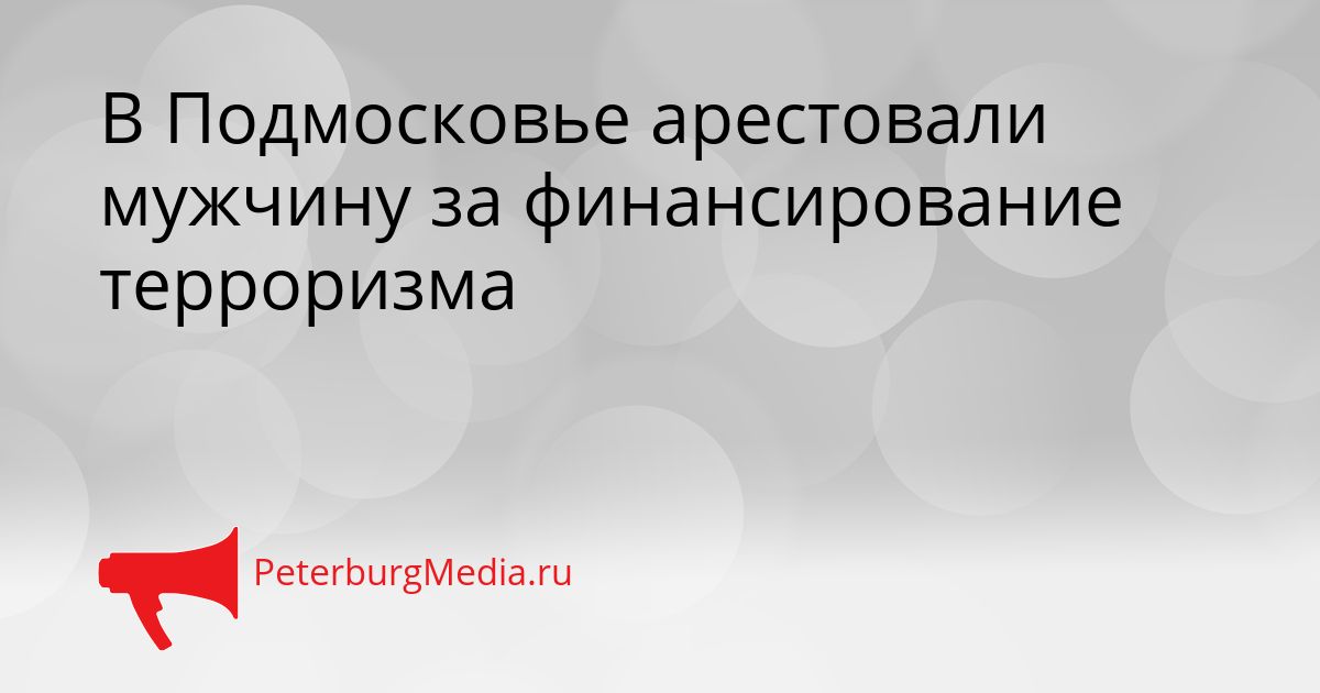 В Подмосковье арестовали мужчину за финансирование терроризма