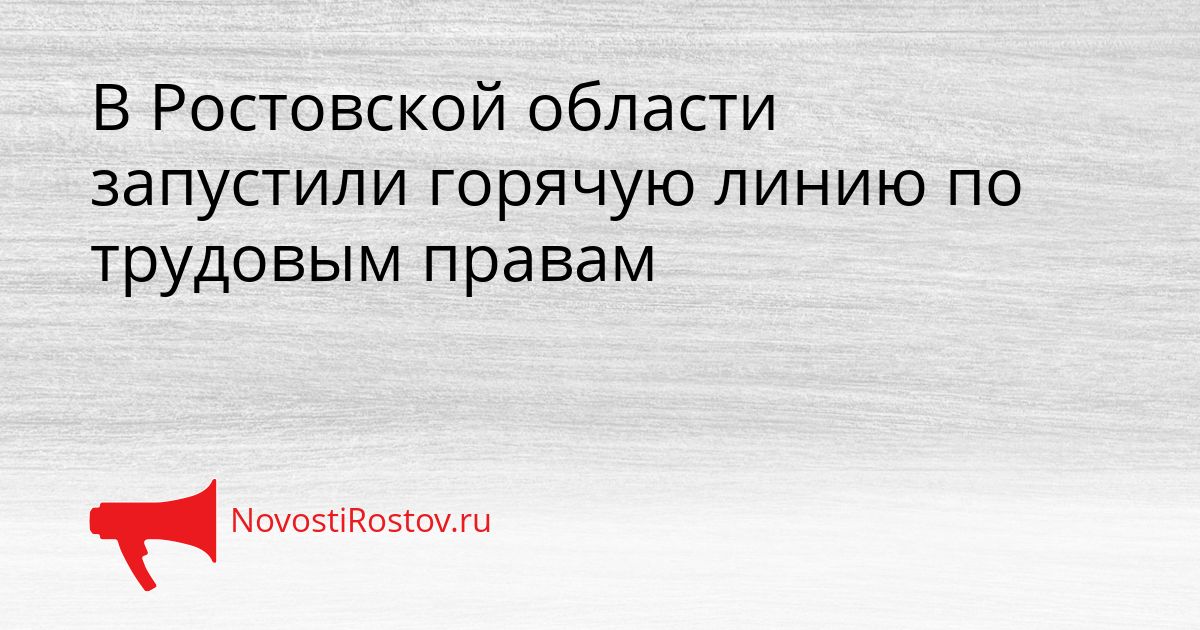 В Ростовской области запустили горячую линию по трудовым правам Сгенерировано