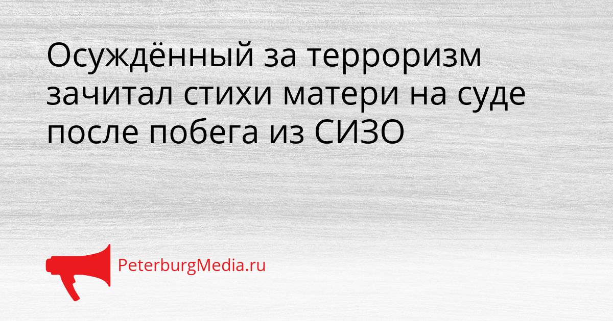 Осуждённый за терроризм зачитал стихи матери на суде после побега из СИЗО