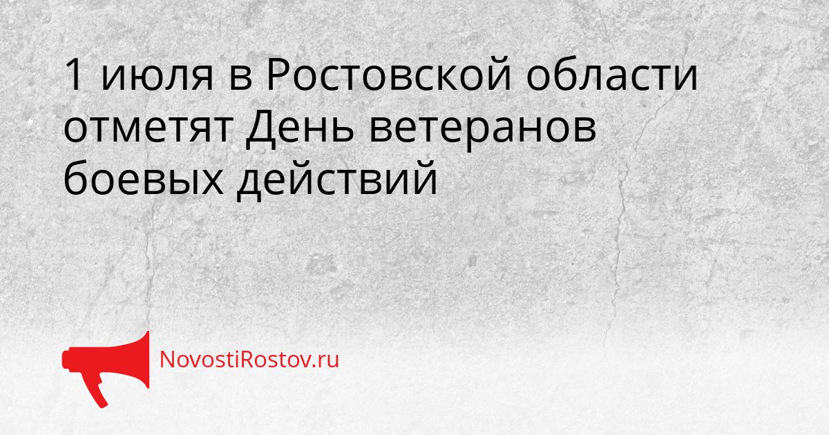 1 июля в Ростовской области отметят День ветеранов боевых действий Сгенерировано