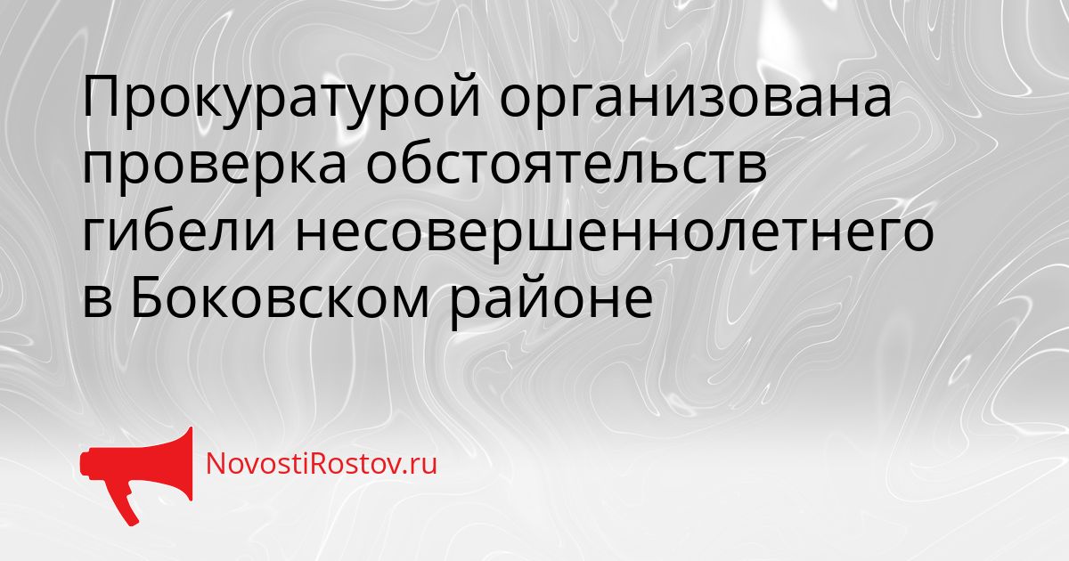 Прокуратурой организована проверка обстоятельств гибели несовершеннолетнего в Боковском районе Сгенерировано