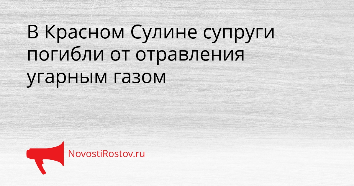 В Красном Сулине супруги погибли от отравления угарным газом Сгенерировано