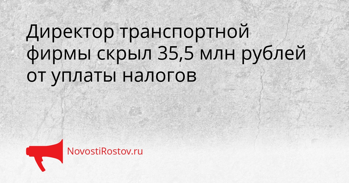 Директор транспортной фирмы скрыл 35,5 млн рублей от уплаты налогов Сгенерировано