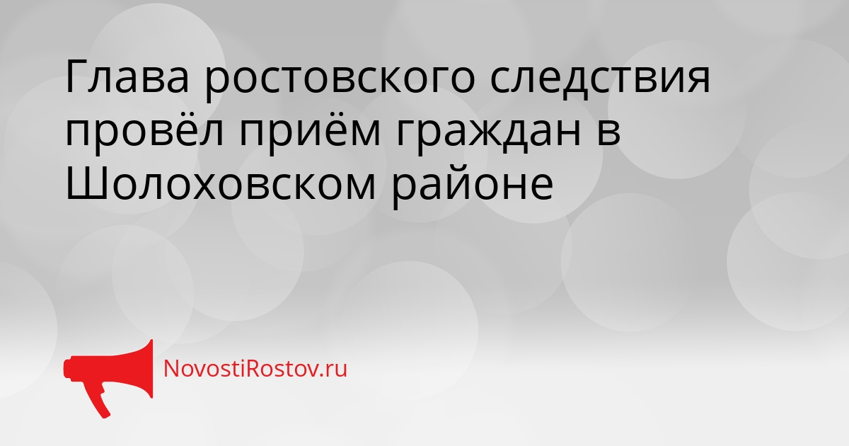 Глава ростовского следствия провёл приём граждан в Шолоховском районе Сгенерировано