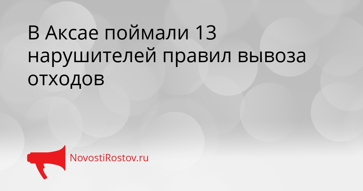В Аксае поймали 13 нарушителей правил вывоза отходов Сгенерировано