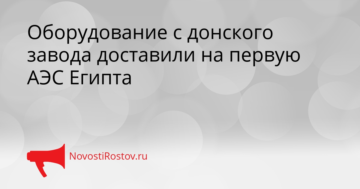 Оборудование с донского завода доставили на первую АЭС Египта Сгенерировано