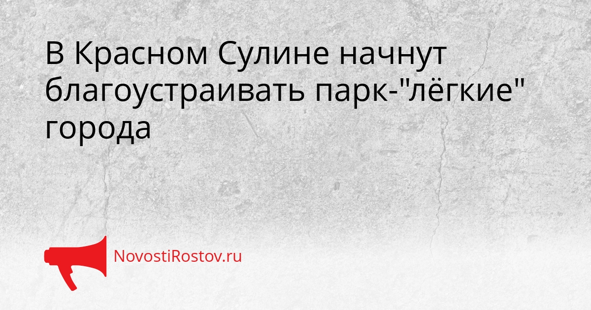 В Красном Сулине начнут благоустраивать парк-&quotлёгкие&quot города Сгенерировано